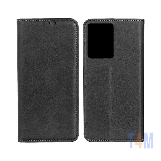 Leather Flip Cover with Internal Pocket for Oppo Reno8 Black